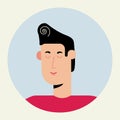 Profile avatar icon sign portrait. Male persor with sleepy eyes flat style design vector illustration Royalty Free Stock Photo